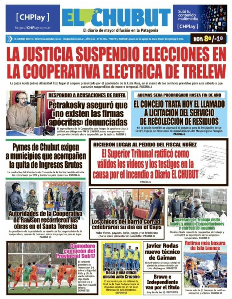Portada de El Chubut (Argentina)