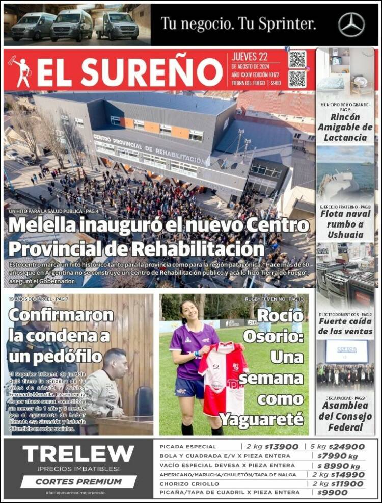 Portada de Diario El Sureño (Argentina)