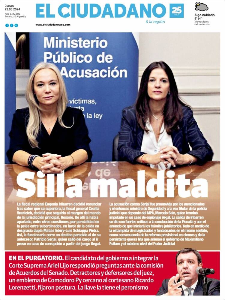 Portada de Diario El Ciudadano (Argentina)