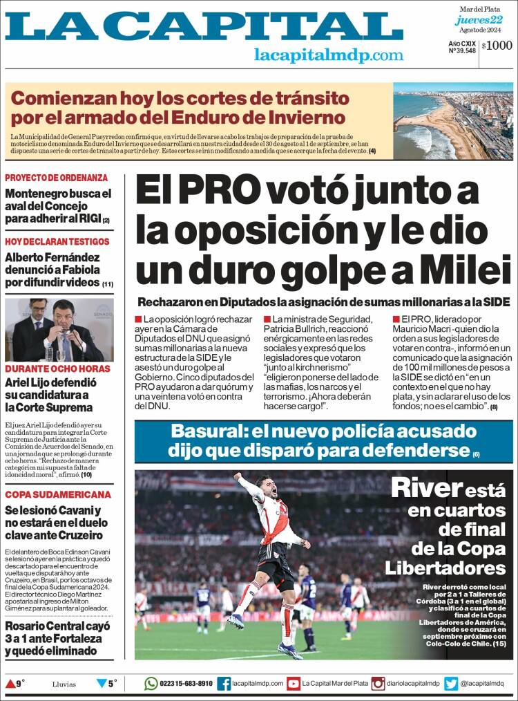 Portada de Diario La Capital - Mar del Plata (Argentina)