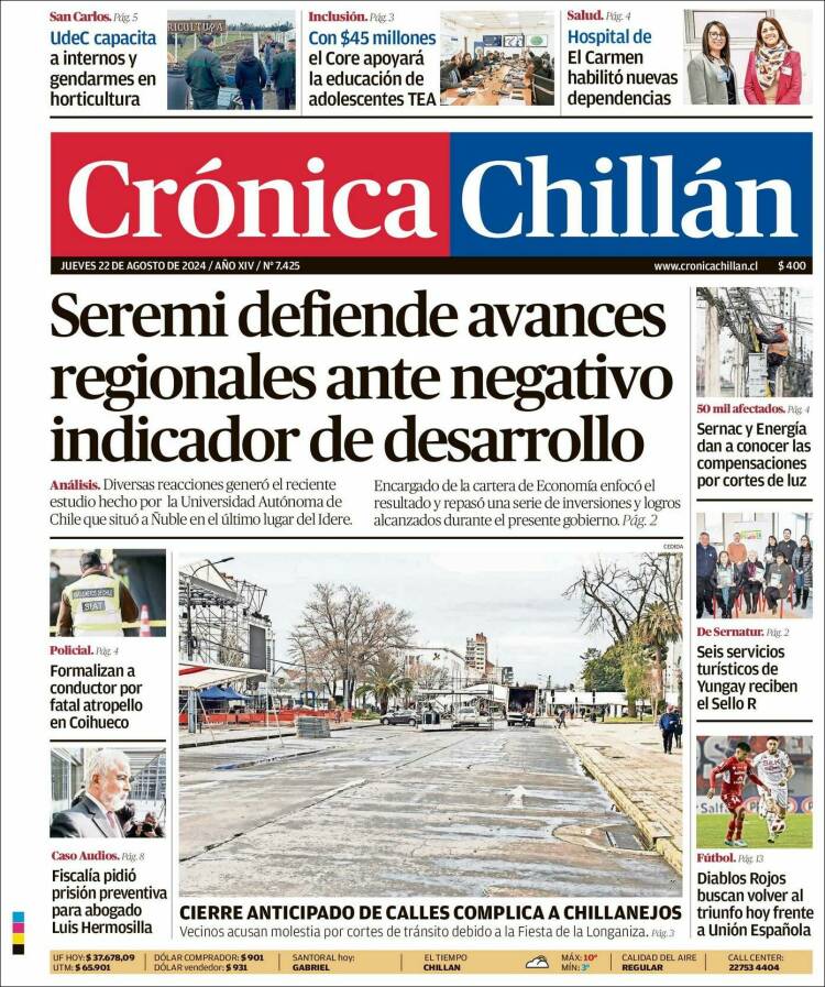 Portada de Crónica Chillán (Chile)