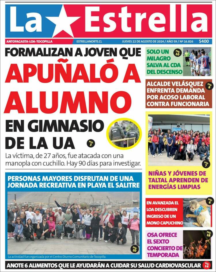 Portada de La Estrella de Loa (Chile)