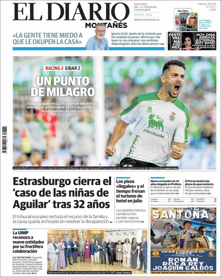 Portada de El Diario Montañés (España)