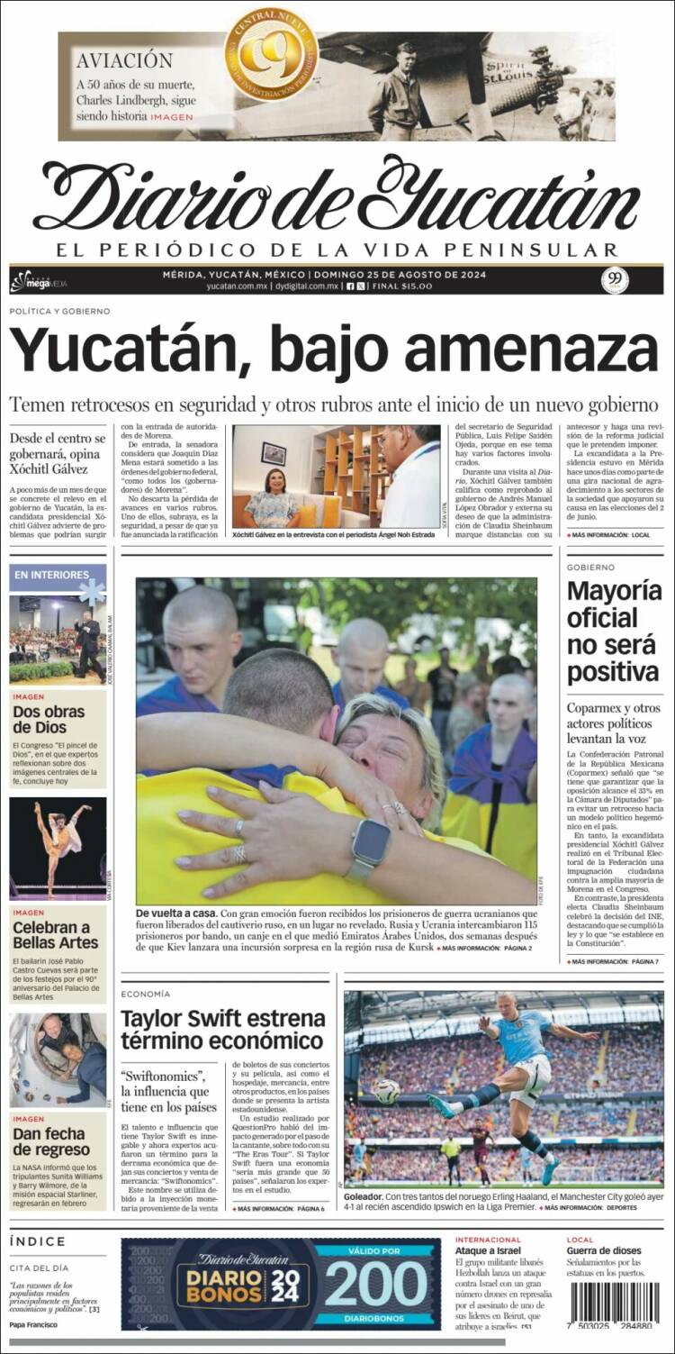 Portada de Diario de Yucatán (México)