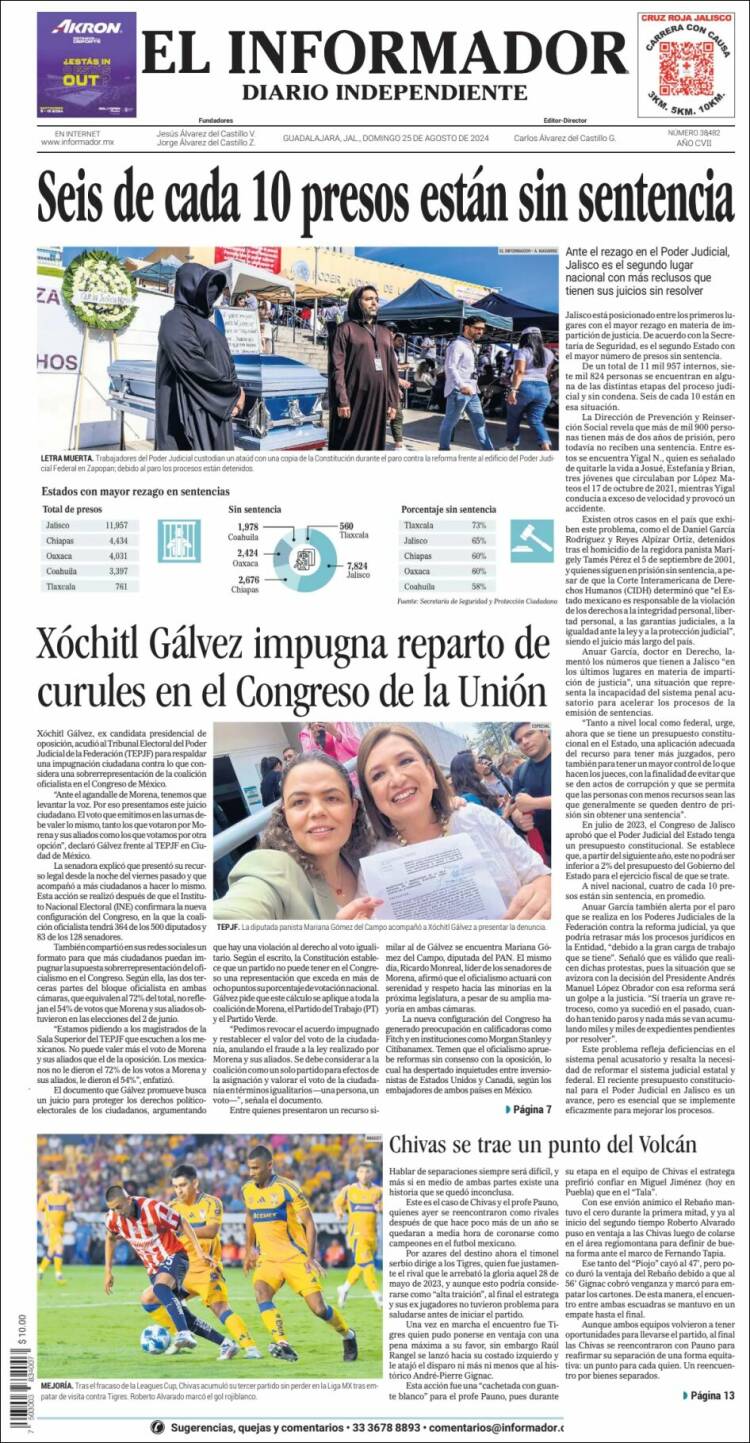 Portada de El Informador (México)