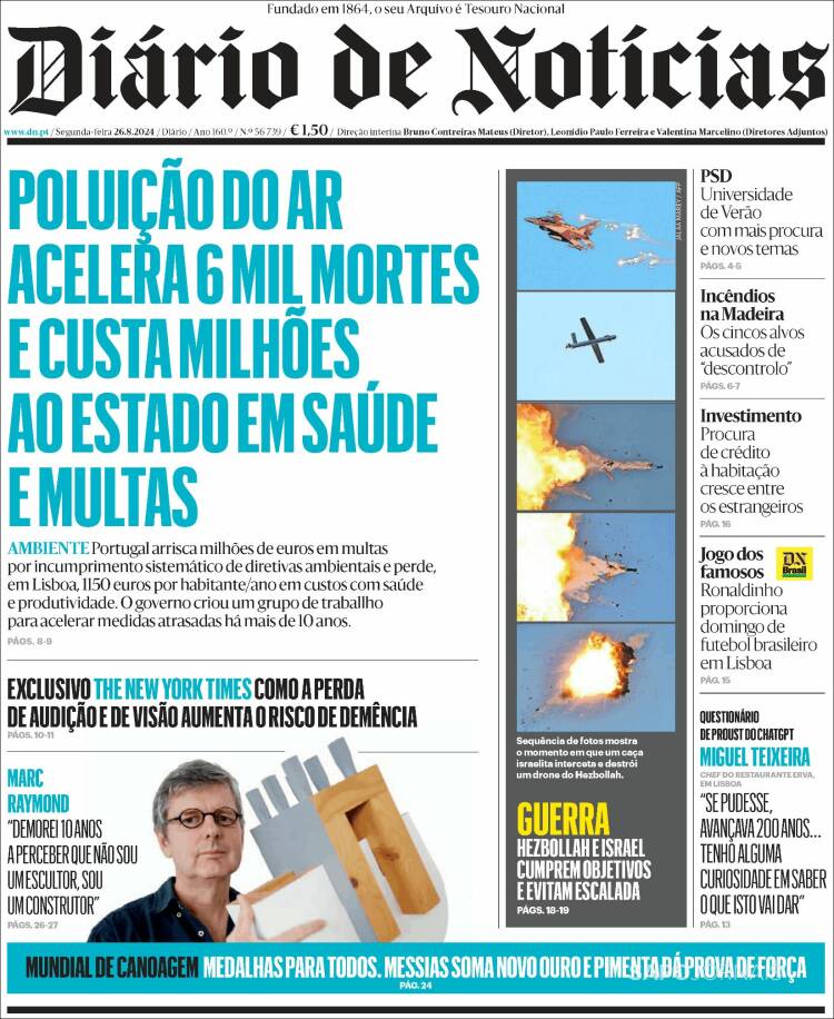 Portada de Diário de Noticias (Portugal)