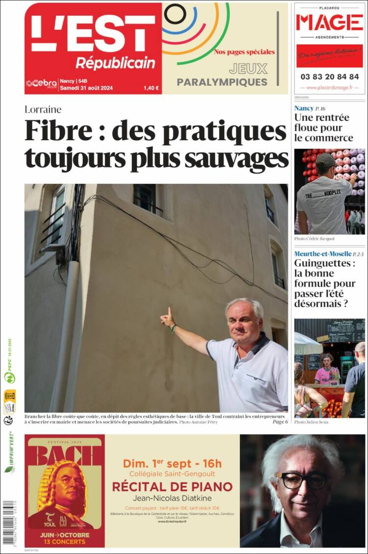 Portada de L'Est Republicain (Francia)