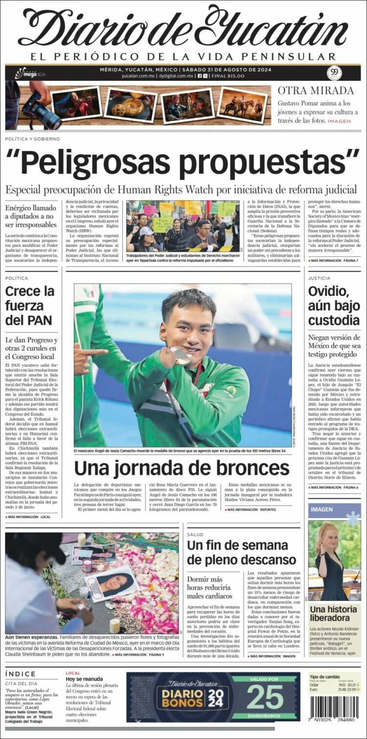 Portada de Diario de Yucatán (México)