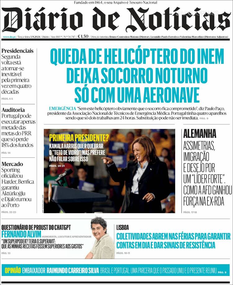 Portada de Diário de Noticias (Portugal)