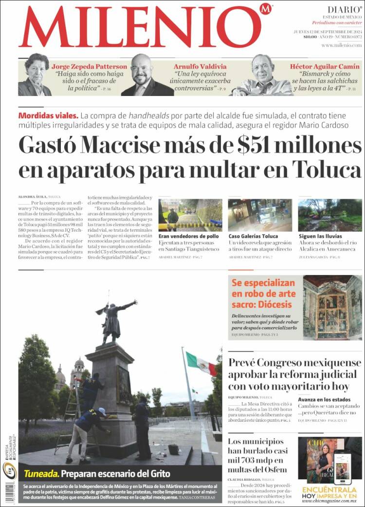 Portada de Milenio - Estado de México (Mexique)