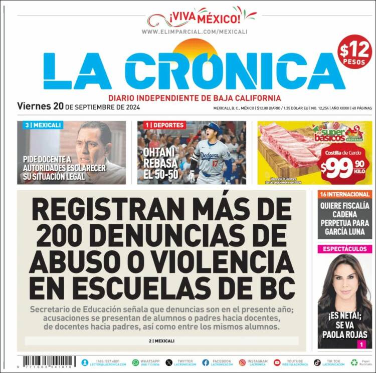Portada de La Crónica de Baja California (México)