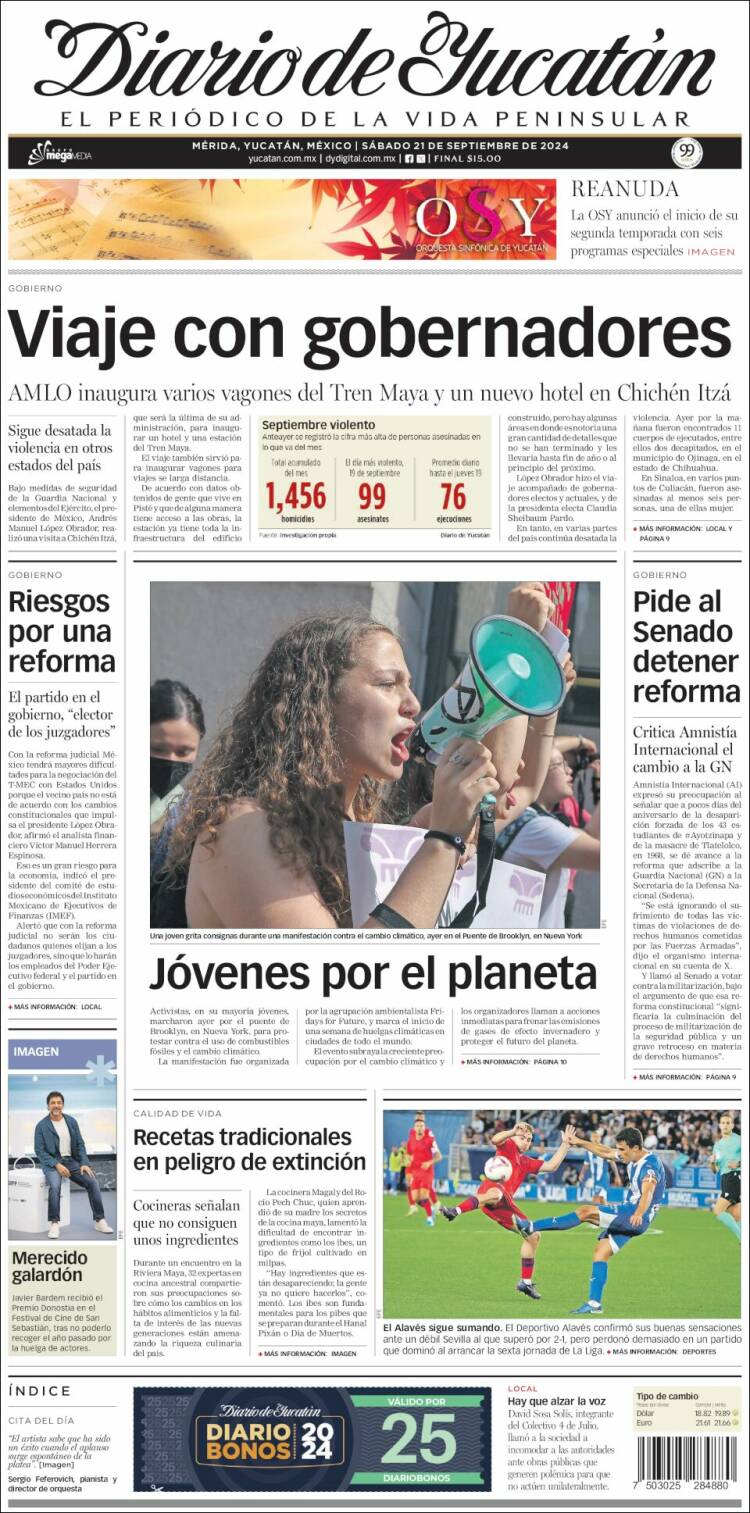 Portada de Diario de Yucatán (México)