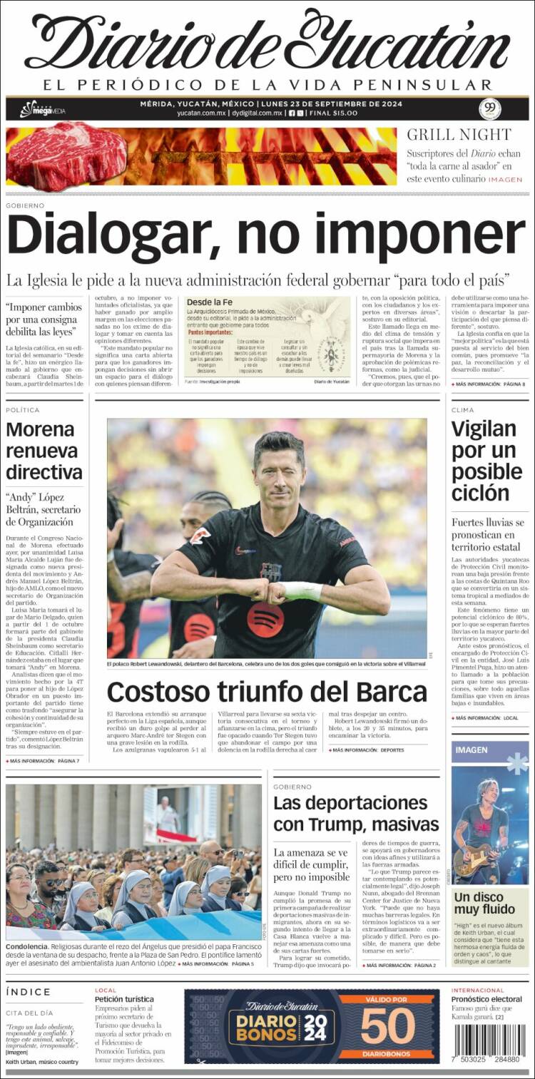 Portada de Diario de Yucatán (México)