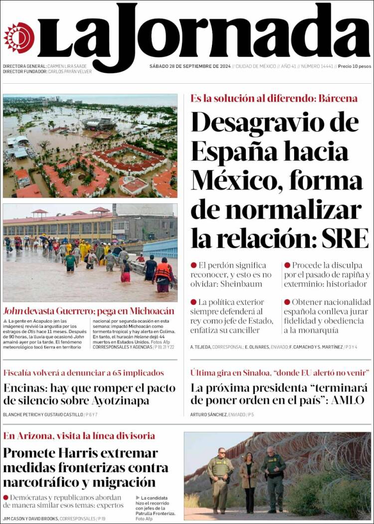 Portada de La Jornada (México)