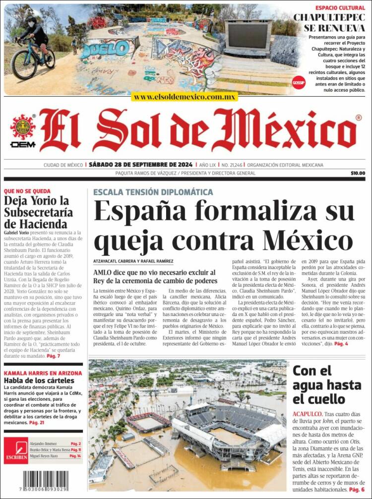 Portada de El Sol de México (México)