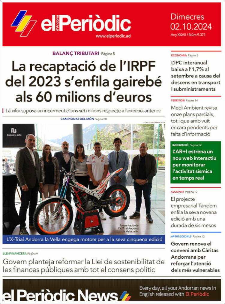 Portada de El Periòdic d'Andorra (Andorra)