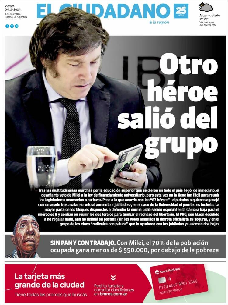 Portada de Diario El Ciudadano (Argentina)