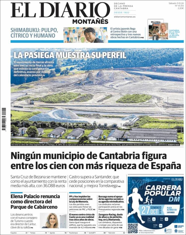 Portada de El Diario Montañés (España)