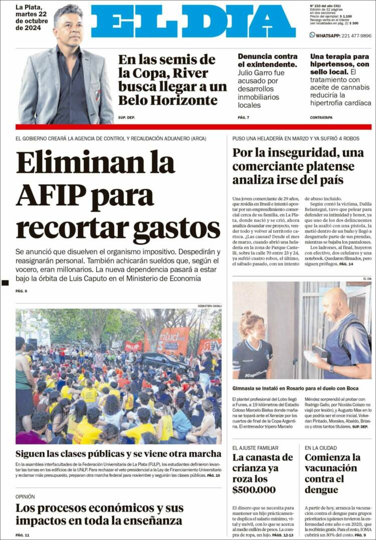 Portada de El Día de la Plata (Argentina)