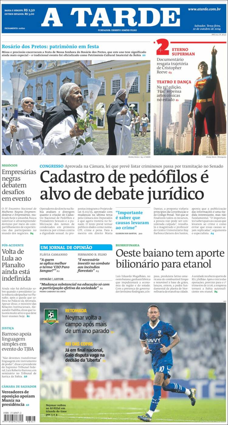 Portada de Diário A Tarde (Brasil)