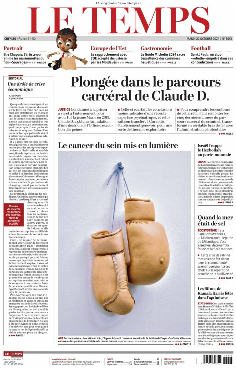 Portada de Le Matin (Suiza)