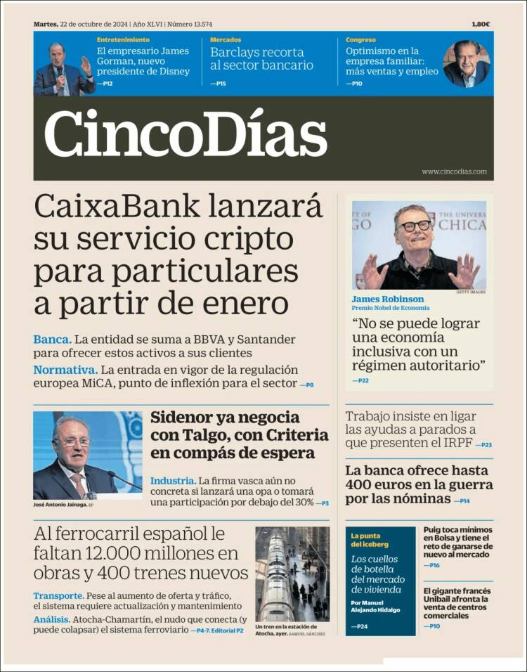 Portada de Cinco Días (España)