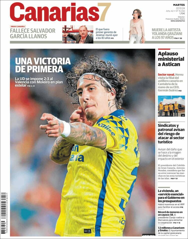 Portada de Canarias 7 (España)