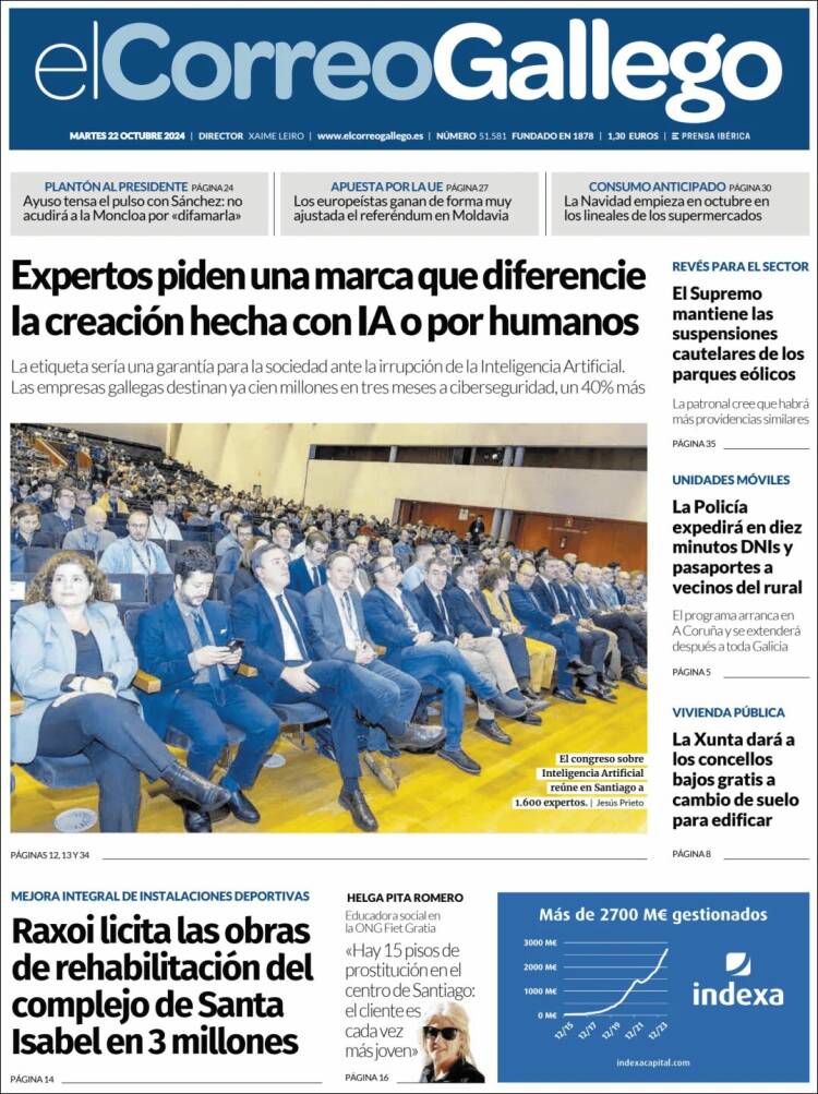 Portada de El Correo Gallego (España)