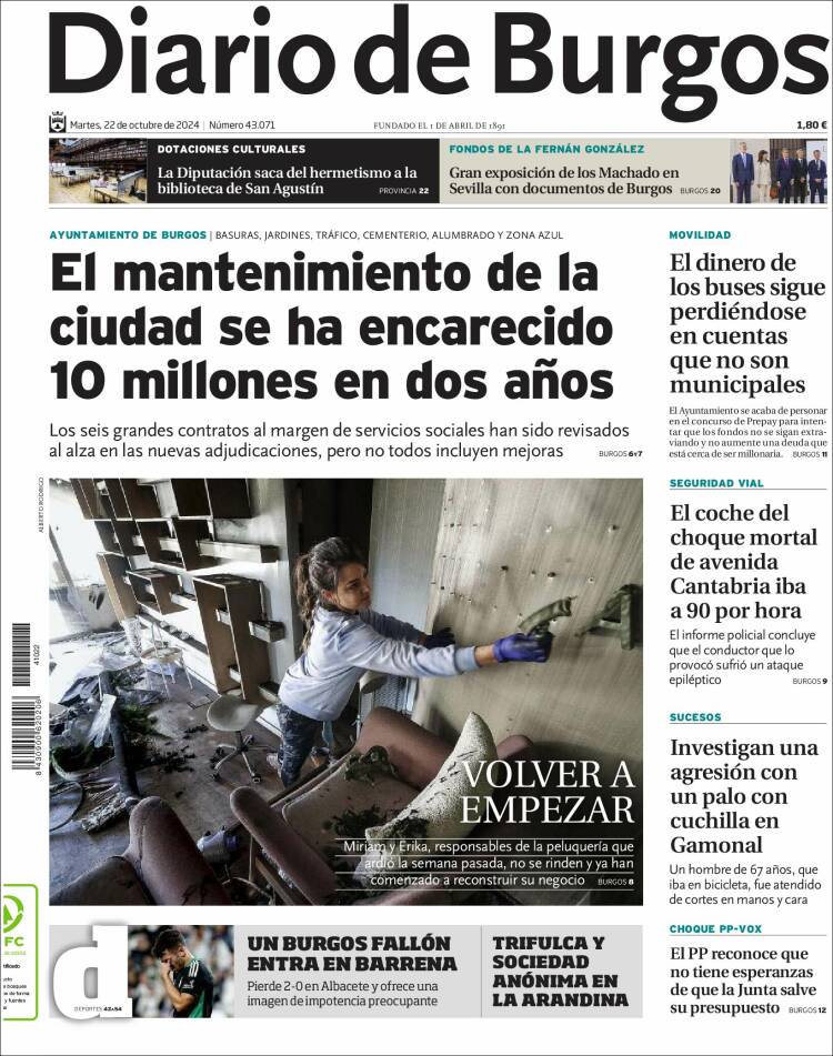 Portada de Diario de Burgos (España)