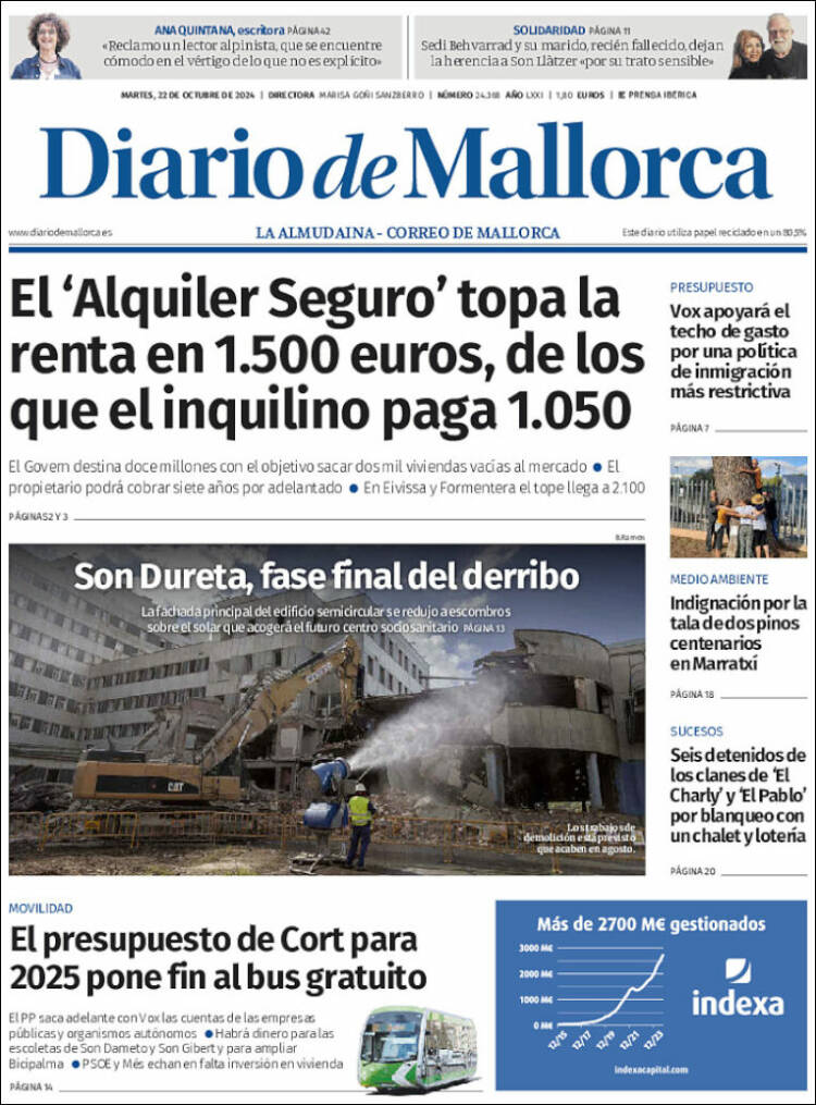 Portada de Diario de Mallorca (España)