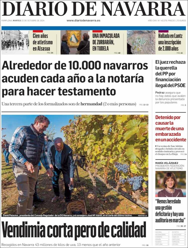 Portada de Diario de Navarra (España)