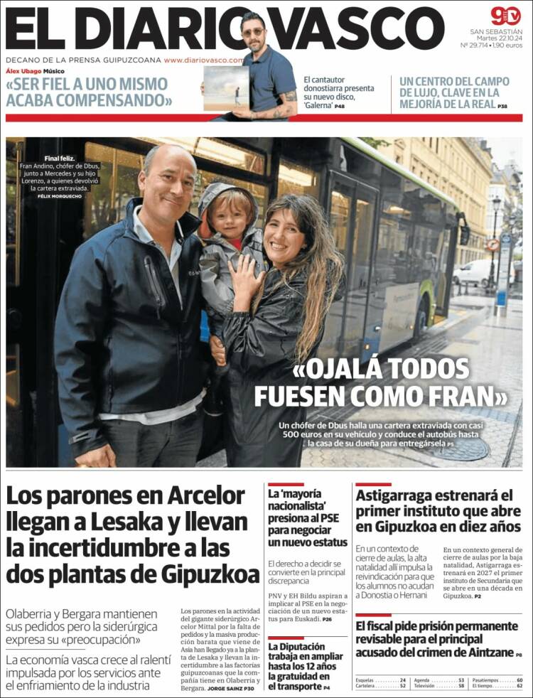 Portada de Diario Vasco (España)
