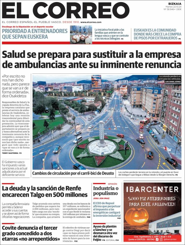 Portada de El Correo (España)