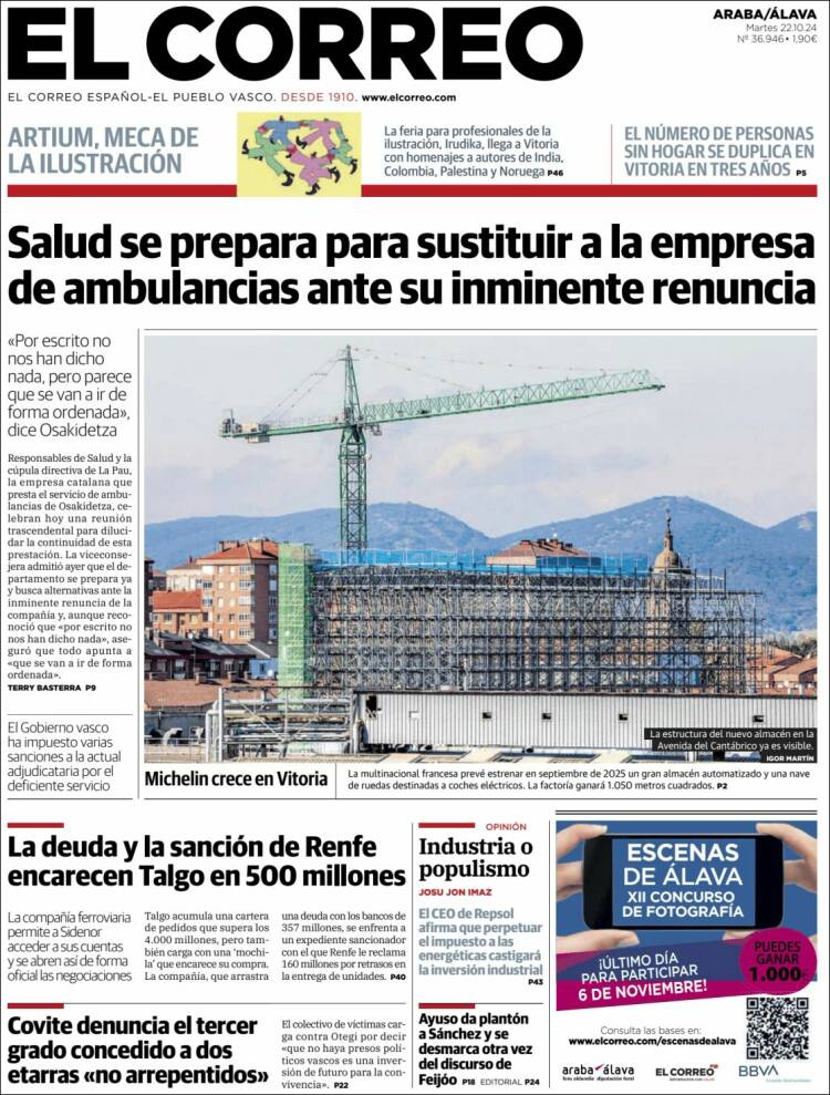Portada de El Correo - Álava (España)