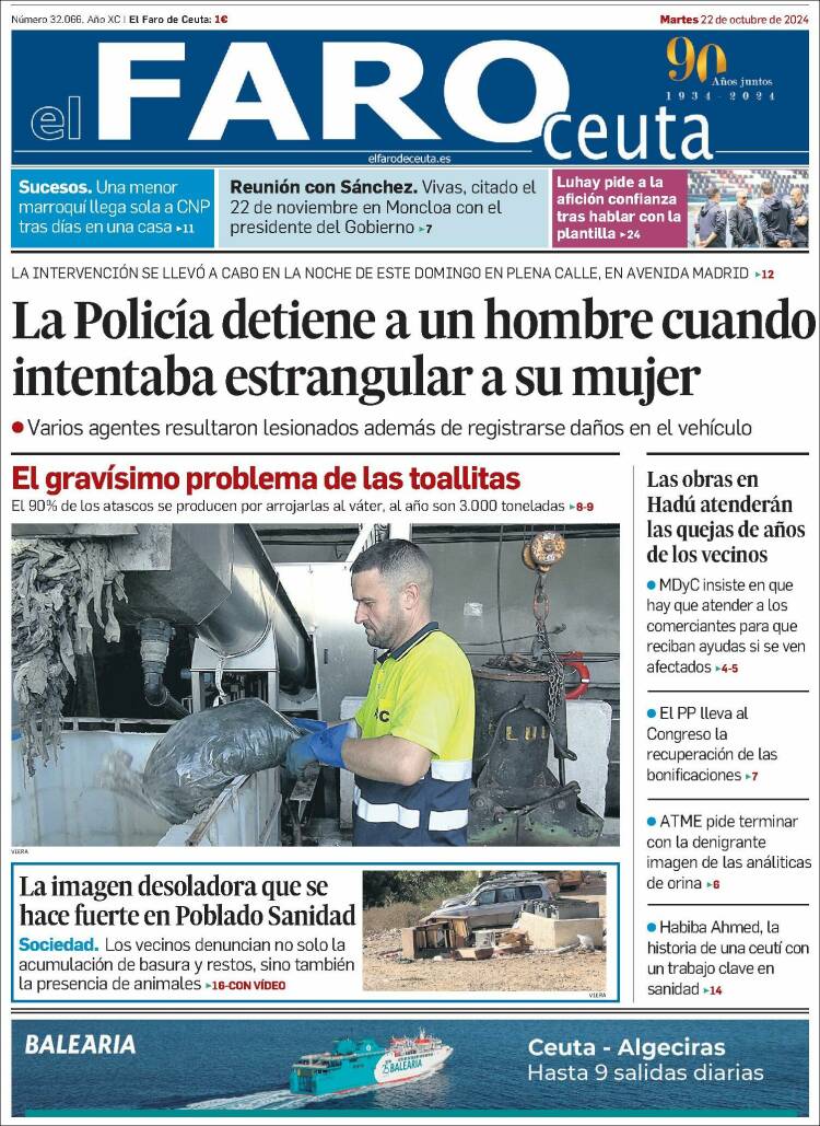 Portada de El Faro de Ceuta (España)