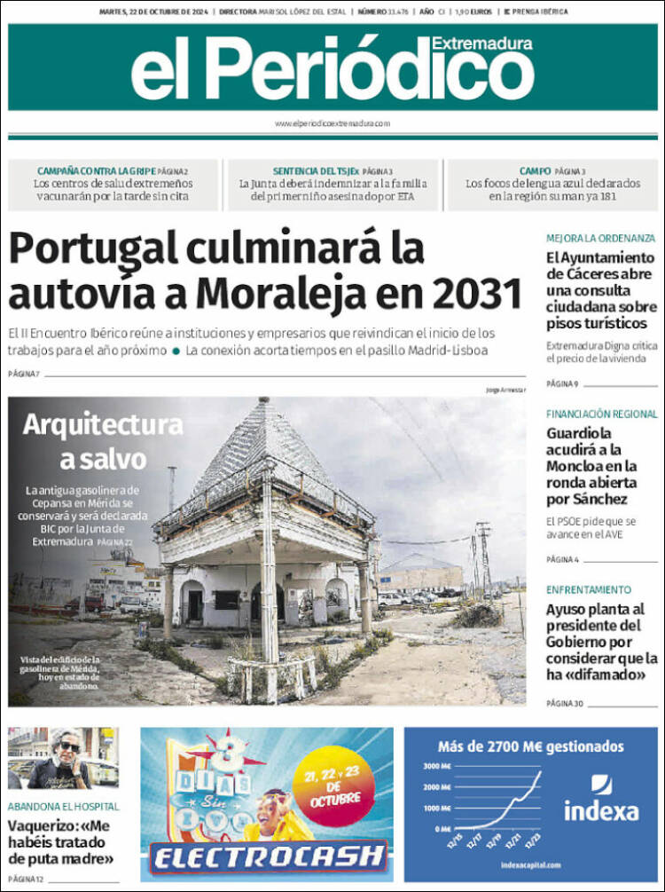 Portada de El Periódico de Extremadura (España)