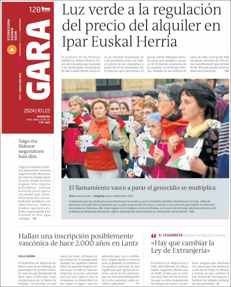 Portada de Gara (España)