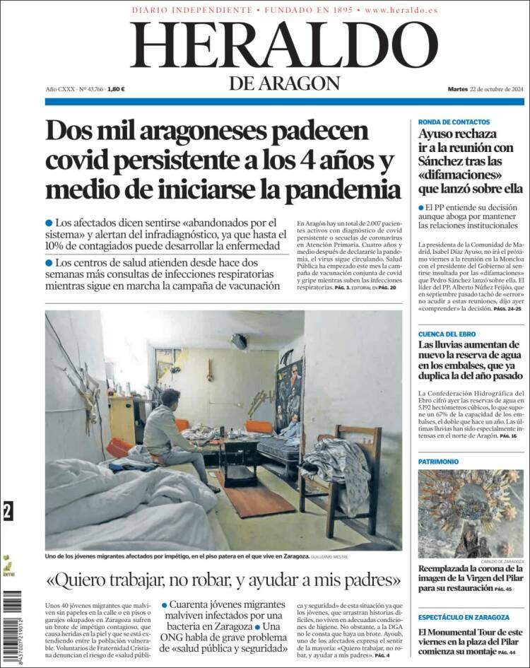 Portada de Heraldo de Aragón (España)