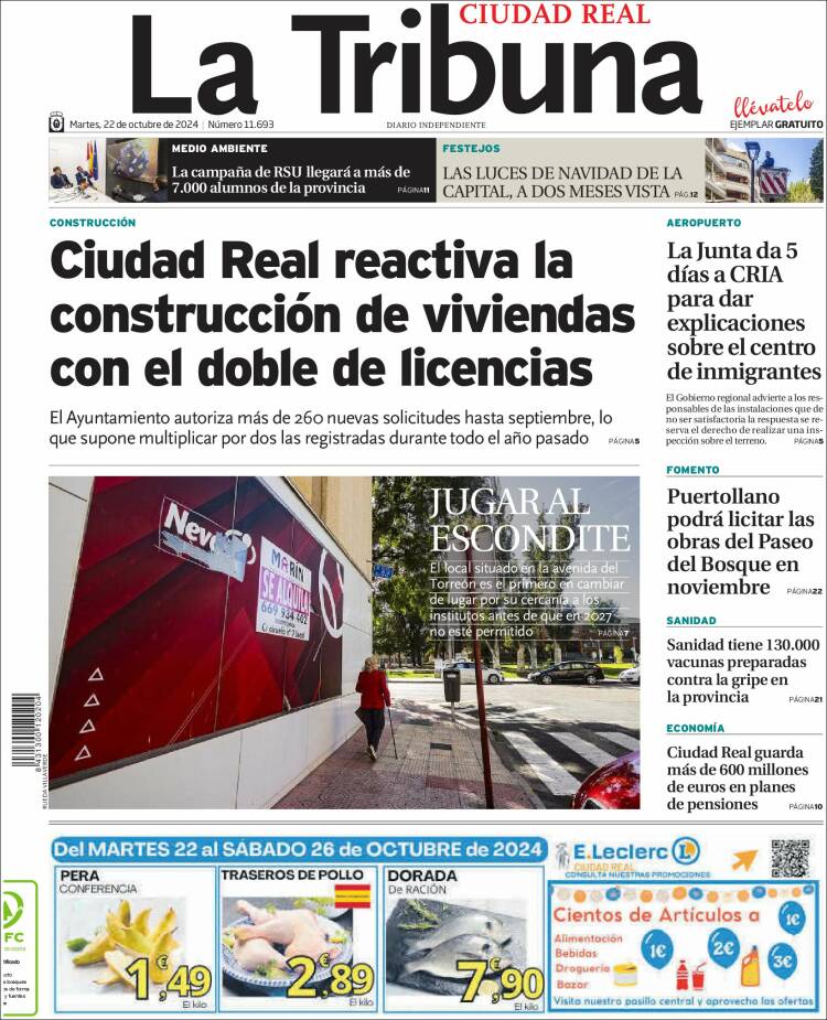 Portada de La Tribuna de Ciudad Real (España)