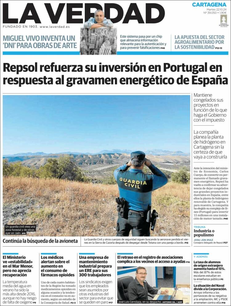 Portada de La Verdad de Cartagena (España)
