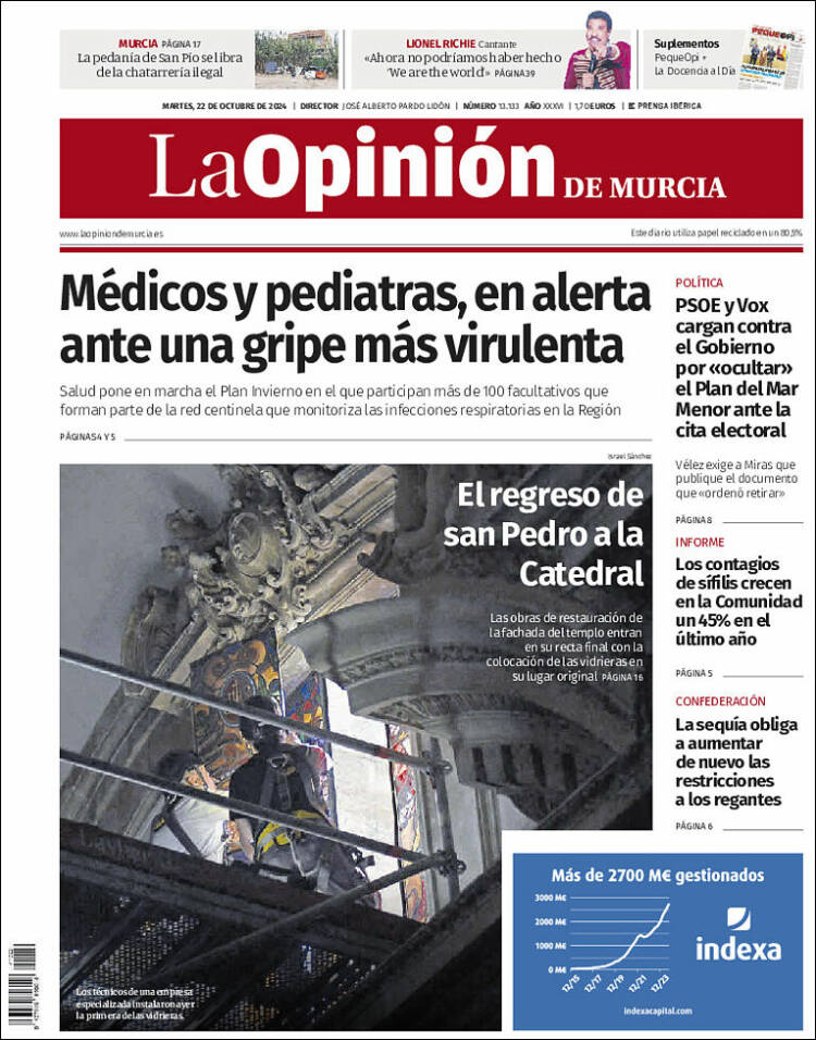 Portada de La Opinión de Murcia (España)