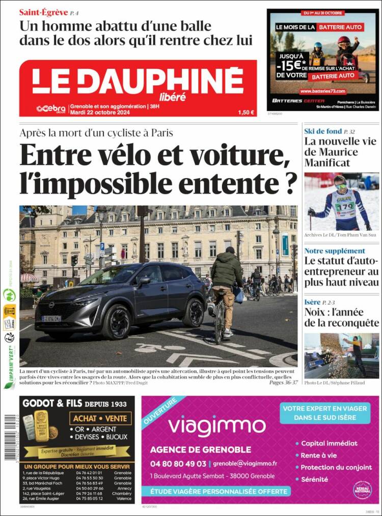 Portada de Le Dauphiné Libéré (Francia)