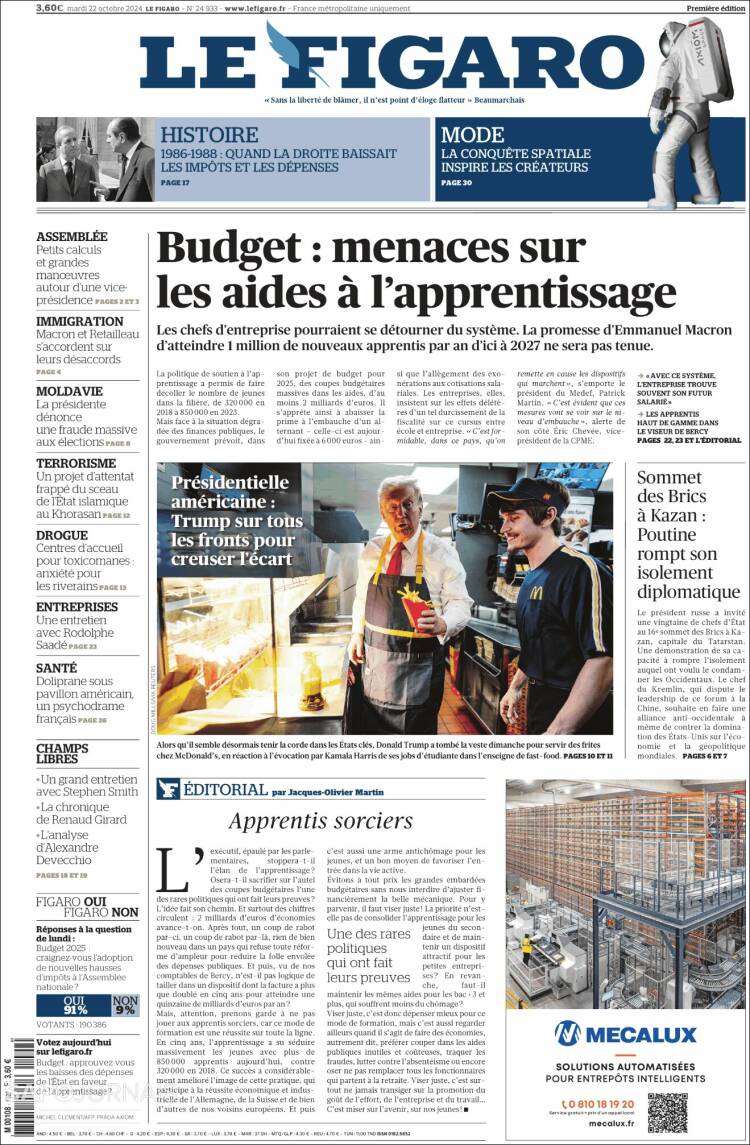 Portada de Le Figaro (Francia)
