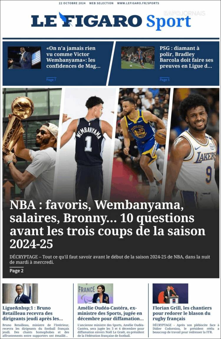 Portada de Le Figaro Sport (Francia)