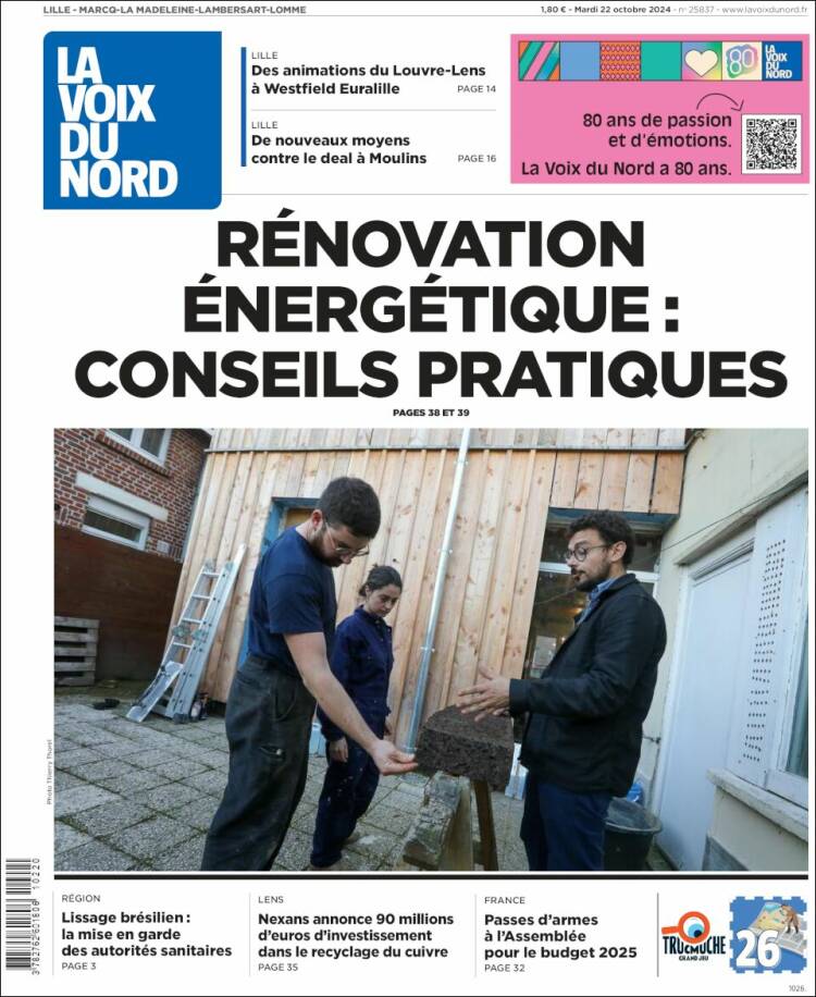 Portada de La Voix du Nord (Francia)