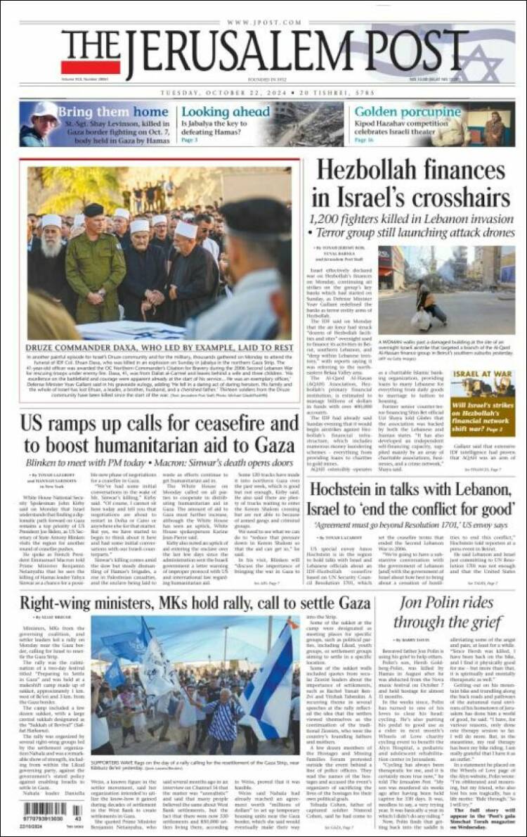 Portada de The Jerusalem Post (Israel)