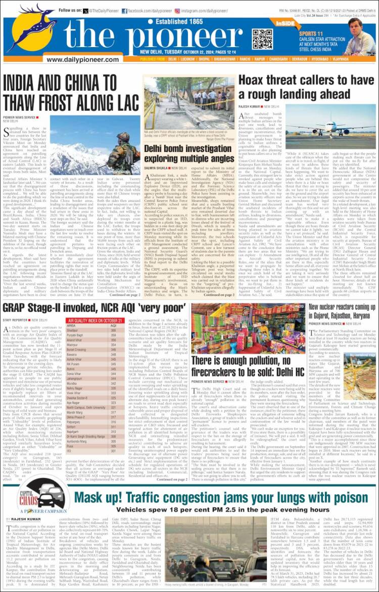 Portada de The Pioneer (India)