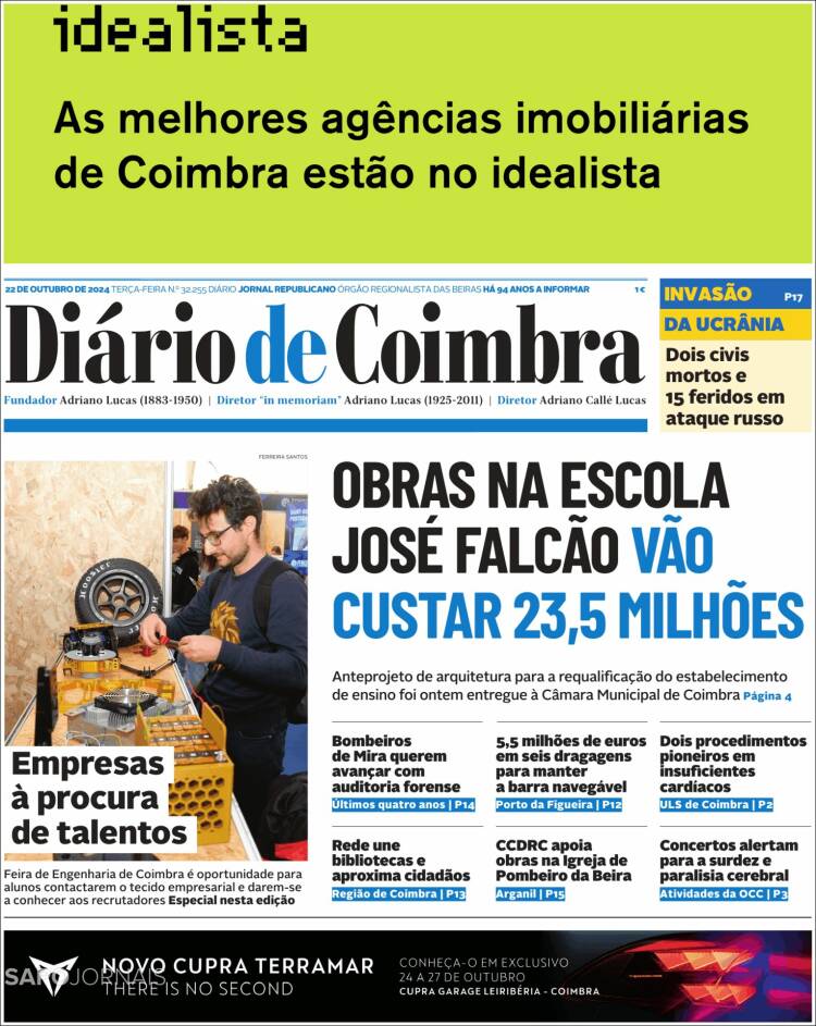 Portada de Diário de Coimbra (Portugal)