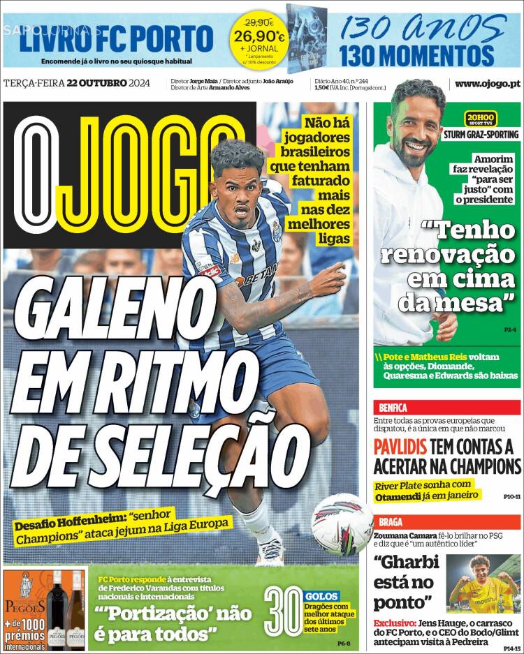 Portada de O Jogo (Portugal)