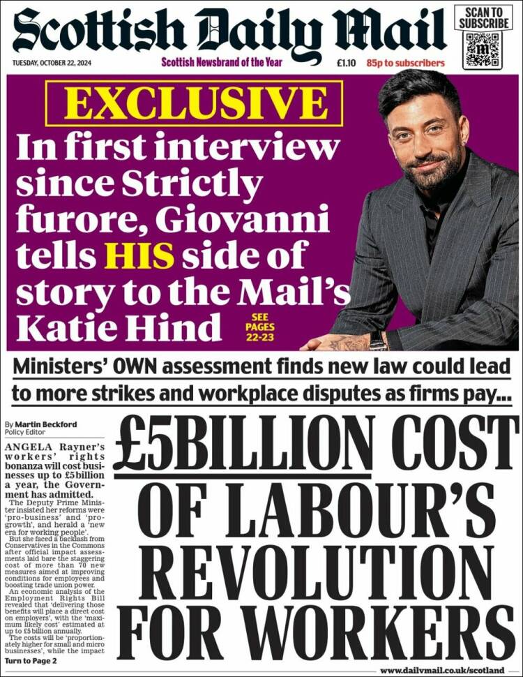 Portada de Scottish Daily Mail (Reino Unido)